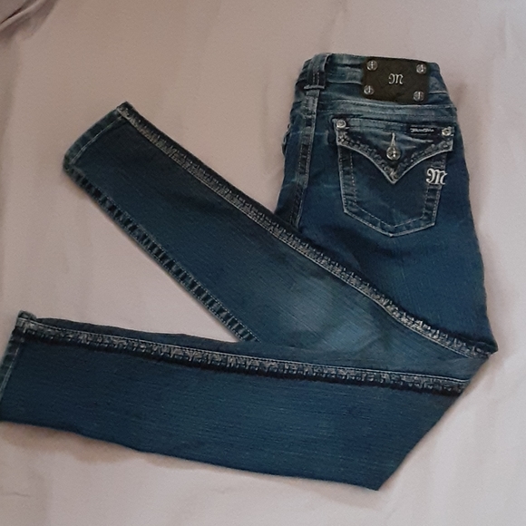 MISS ME  Bi LATERAL BORDER DOWN BOTH LEGS SKINNY JEANS, SIZE 26 - Picture 11 of 13